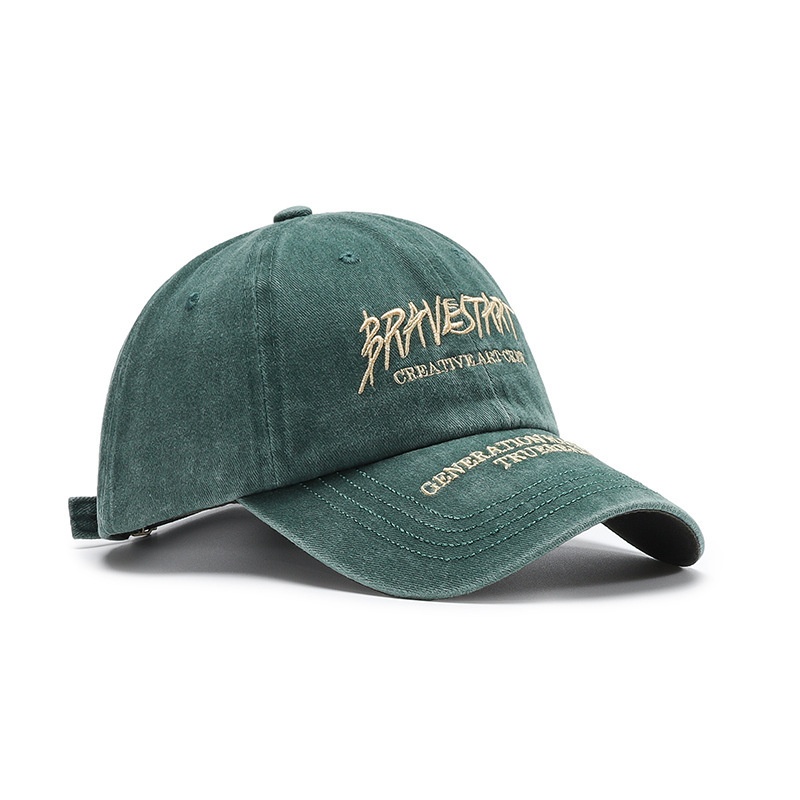 Tor Zur Wildnis Spring And Autumn Trend Faded Hat Couple Street Retro Washed Cotton Letter Embroidery Soft Top Sunshade Baseball Cap_voghion.com