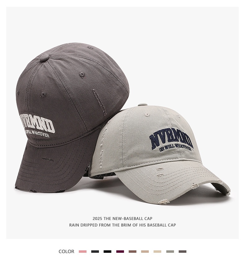 Vintage basebollkeps med broderade bokstäver och sliten look_voghion.com