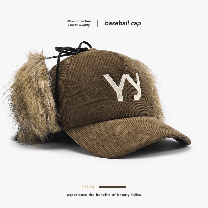 Tor Zur Wildnis Korean Autunno Inverno Nuovo Ricamo Lettere Corduroy Duckbill Per Donna Uomo Spessore Caldo Protezione Orecchie Baseball Cap_voghion.com