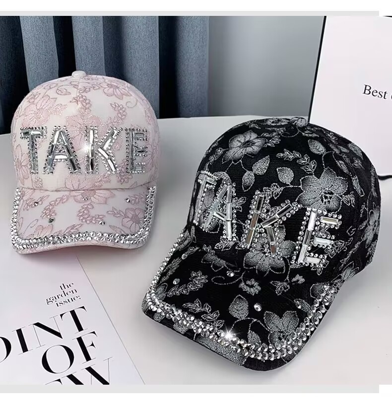 Rhinestone Baseball Cap For Women, Slimming Duckbill Sun Hat_voghion.com