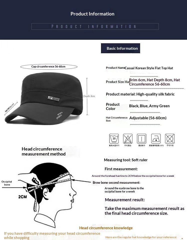 Cappello da baseball da uomo, casual, con parasole, a asciugatura rapida, con parte superiore piatta, per esterni, per mezza età, primavera ed estate_voghion.com