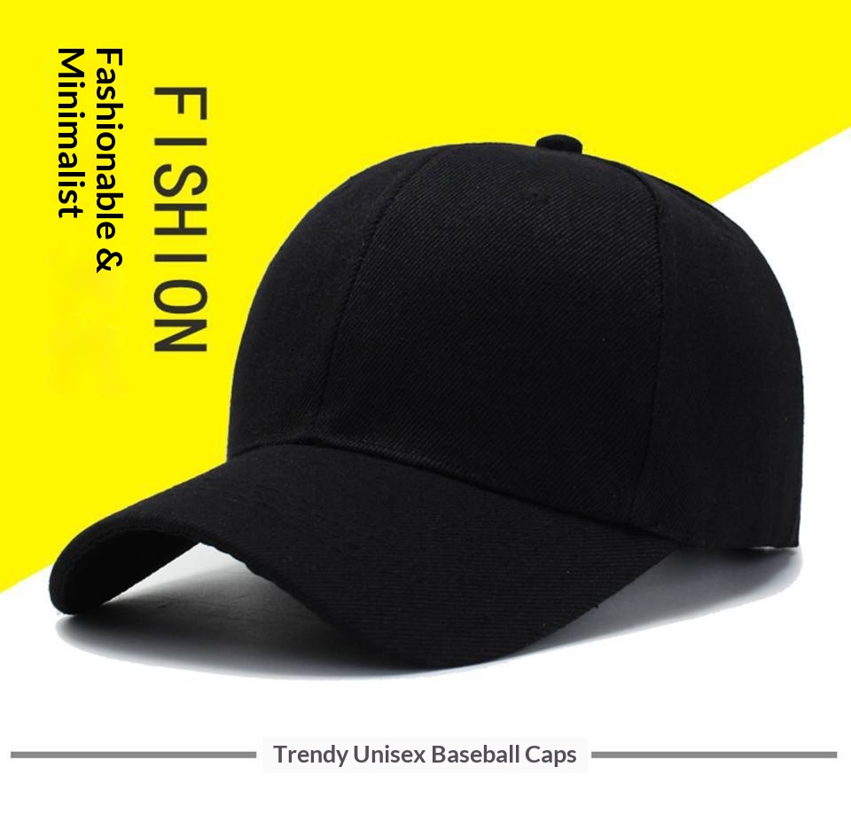 Boné de beisebol liso com alça ajustável para cabeças grandes, proteção solar, formato que afina o rosto, fecho de pressão._voghion.com