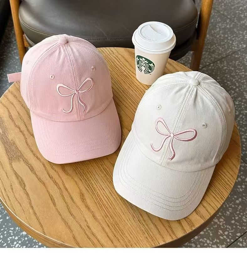 Bestickte Baseballcap Mit Schleife Für Mädchen Rosa Süß_voghion.com