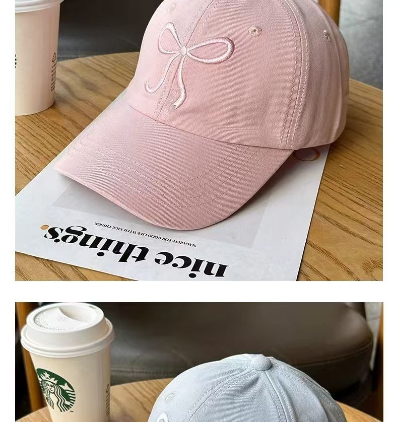 Bestickte Baseballcap Mit Schleife Für Mädchen Rosa Süß_voghion.com