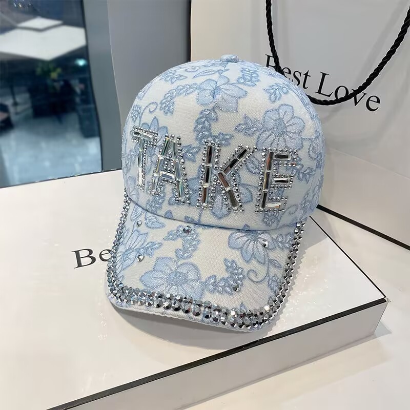 Rhinestone Baseball Cap For Women, Slimming Duckbill Sun Hat_voghion.com