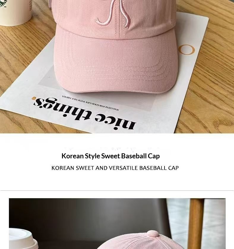 Bestickte Baseballcap Mit Schleife Für Mädchen Rosa Süß_voghion.com