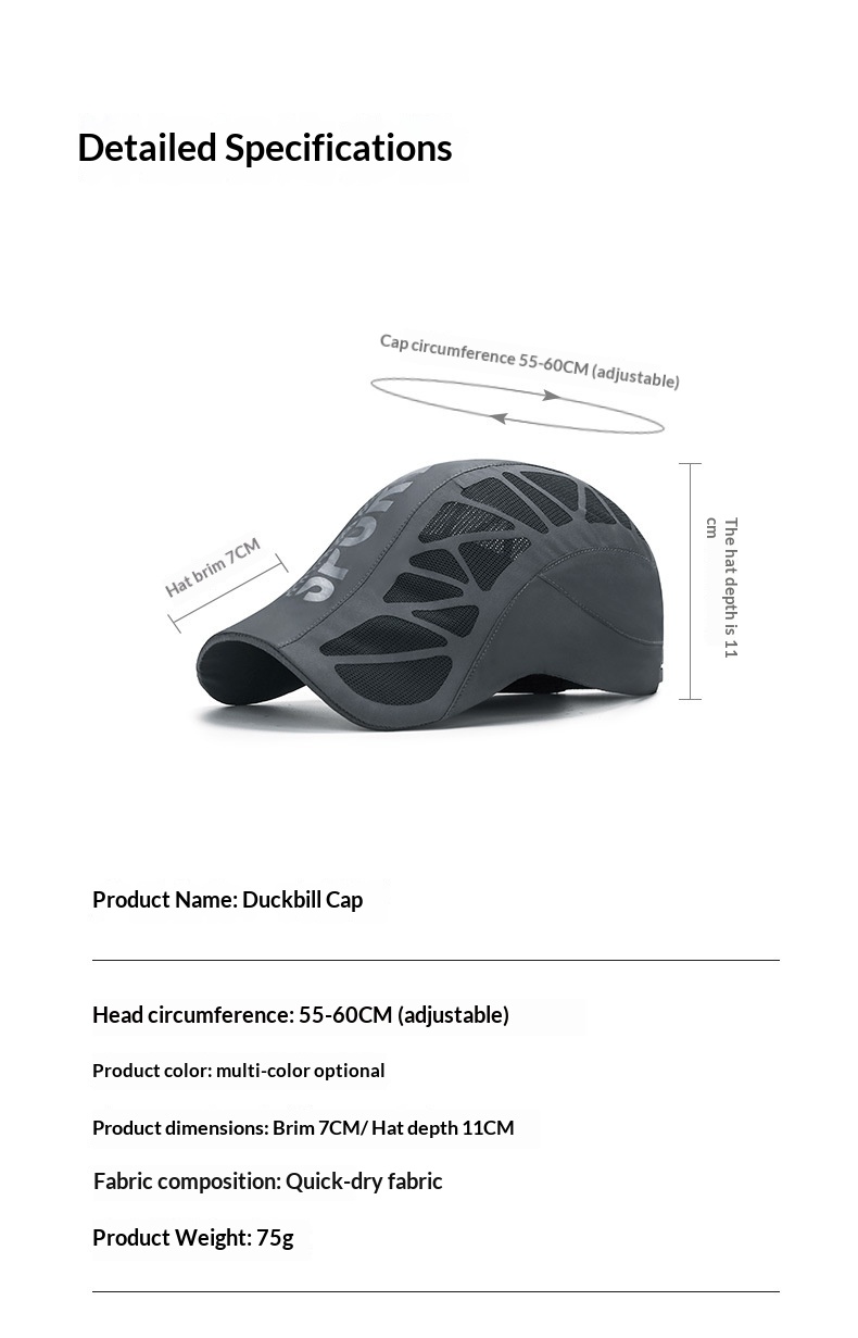 Summer New SPORT Letter Forward Men Breathable Mesh Sunshade Quick-Dry Hat Outdoor Sun Protection Baseball Cap_voghion.com
