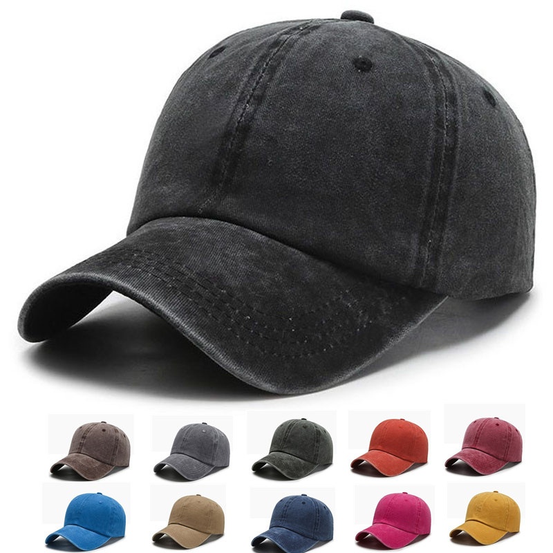 Washed Cotton Solid Color Plain Baseball Cap For Women And Men, Casual Duckbill Cap, Korean Style Vintage Adjustable Hat_voghion.com