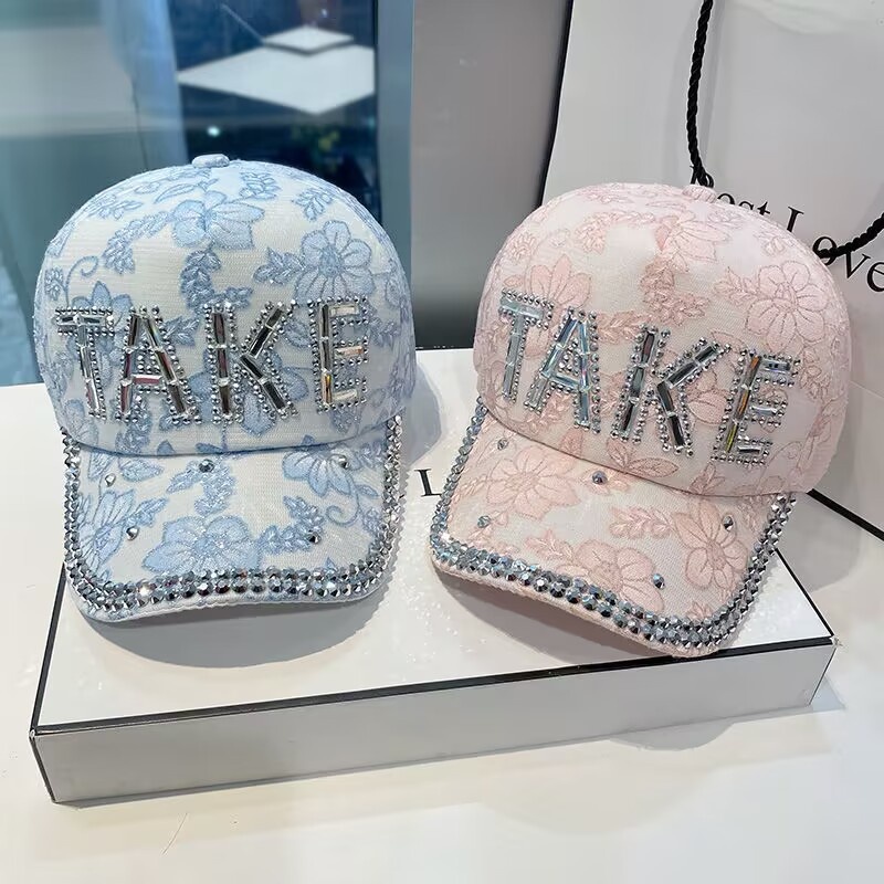 Duckbill Cap For Women, Face Slimming, Spring New Rhinestone Baseball Cap, Summer Letter Hat, Korean Version Sun_voghion.com
