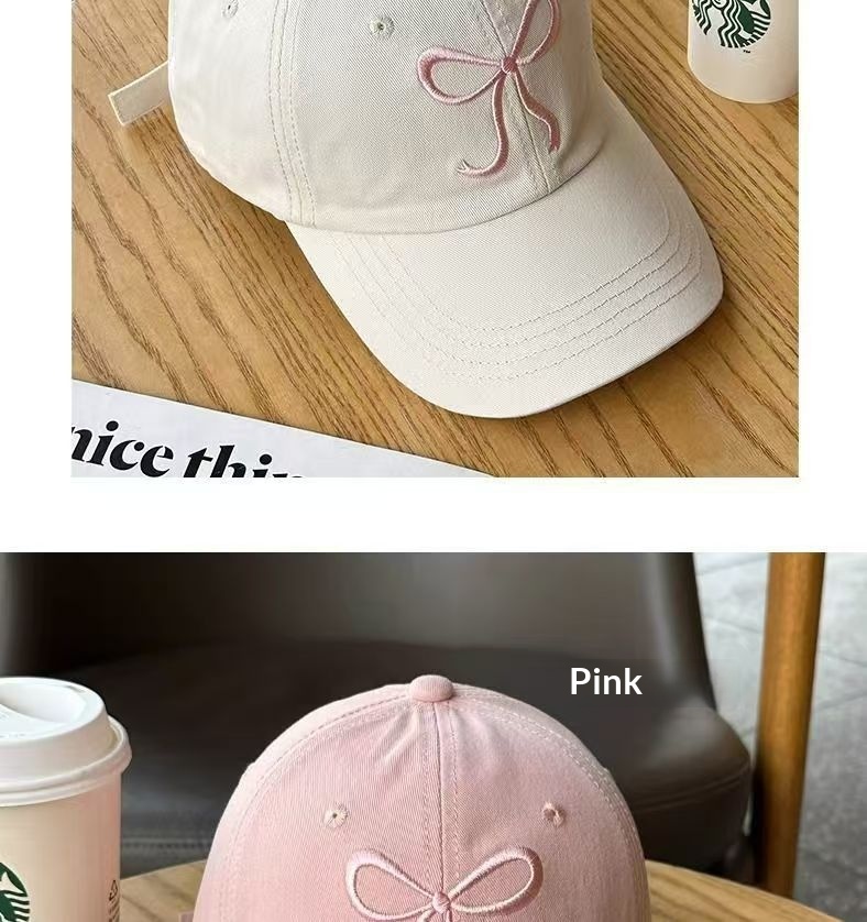 Bestickte Baseballcap Mit Schleife Für Mädchen Rosa Süß_voghion.com