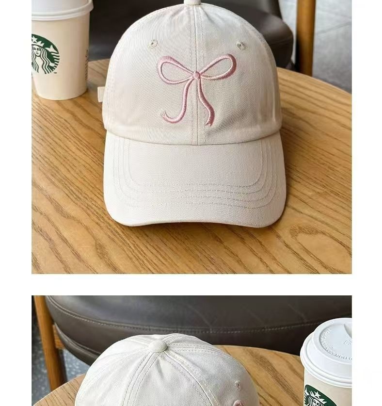 Bestickte Baseballcap Mit Schleife Für Mädchen Rosa Süß_voghion.com