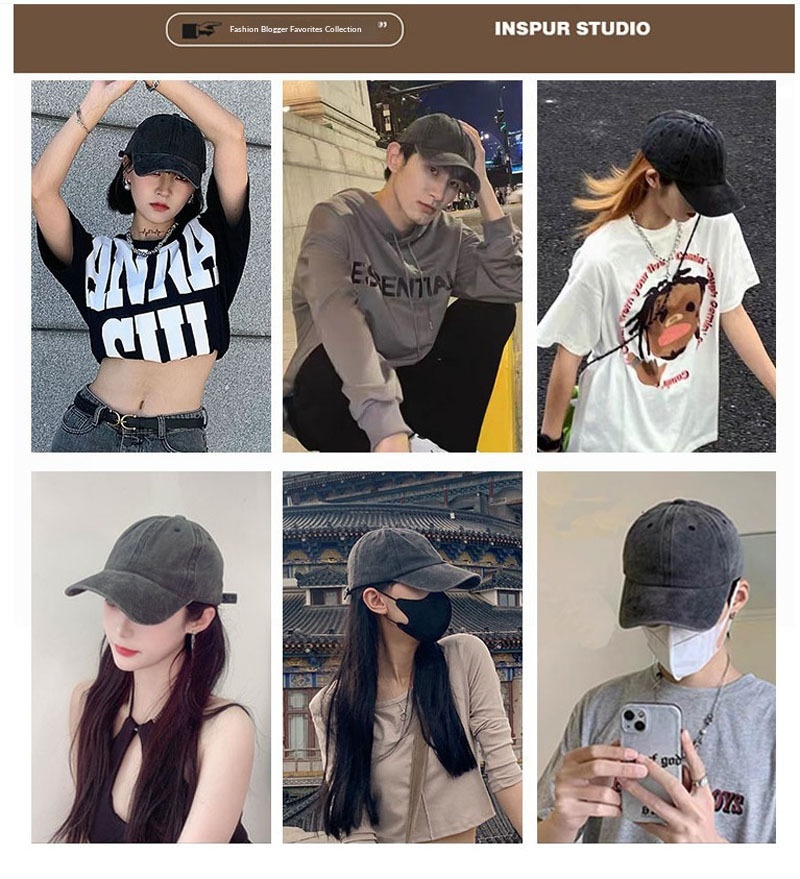 Washed Cotton Solid Color Plain Baseball Cap For Women And Men, Casual Duckbill Cap, Korean Style Vintage Adjustable Hat_voghion.com