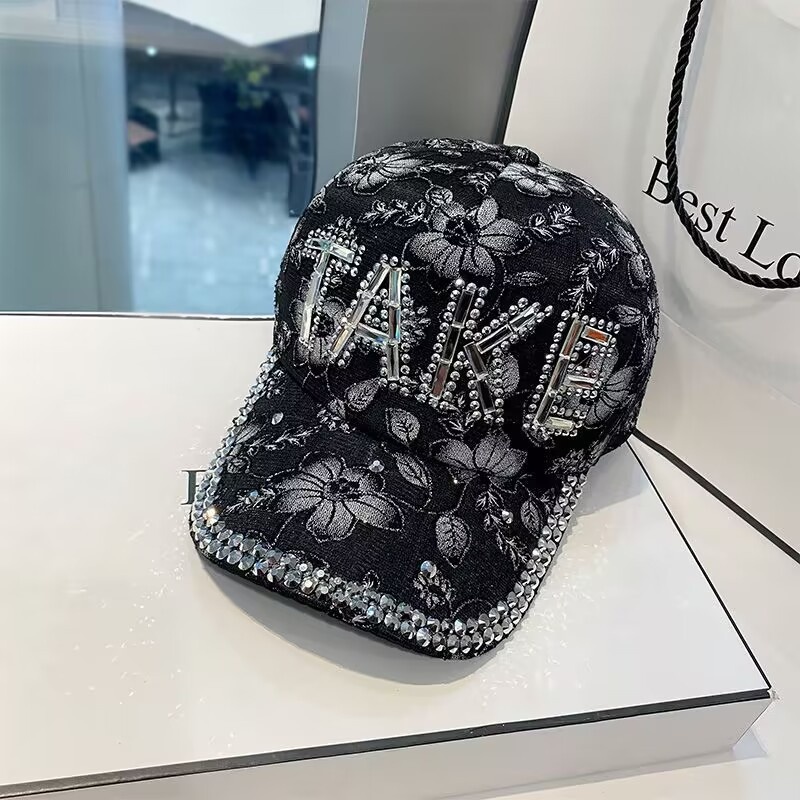 Duckbill Cap For Women, Face Slimming, Spring New Rhinestone Baseball Cap, Summer Letter Hat, Korean Version Sun_voghion.com
