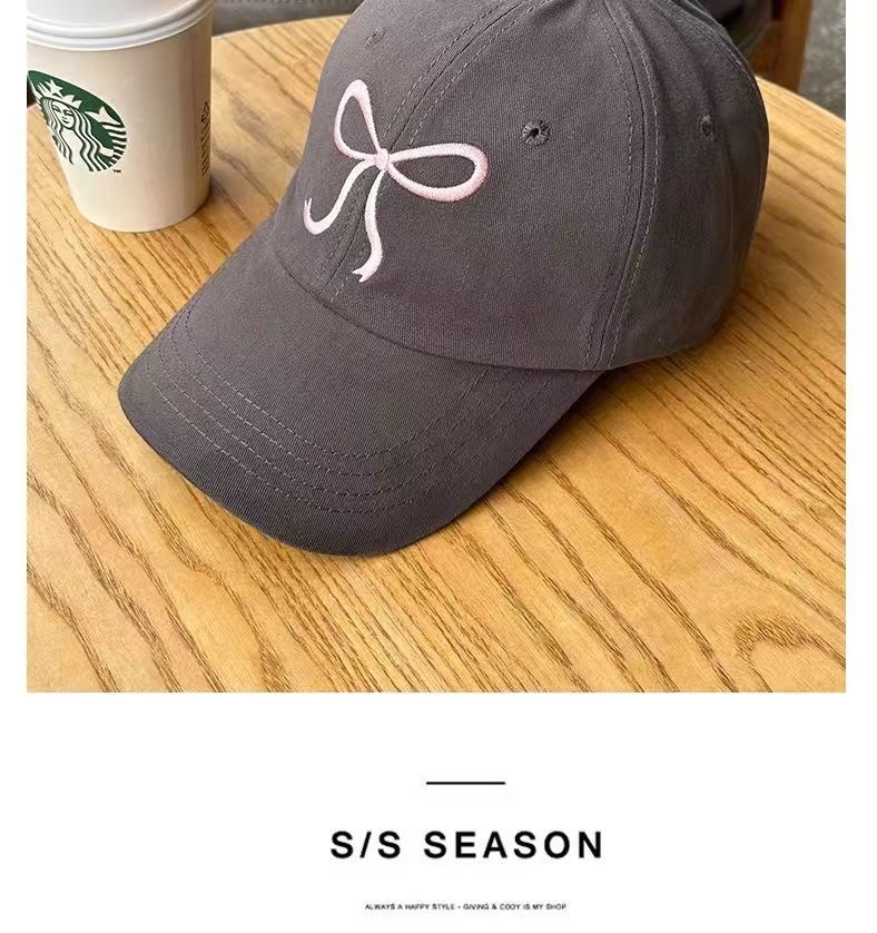 Bestickte Baseballcap Mit Schleife Für Mädchen Rosa Süß_voghion.com
