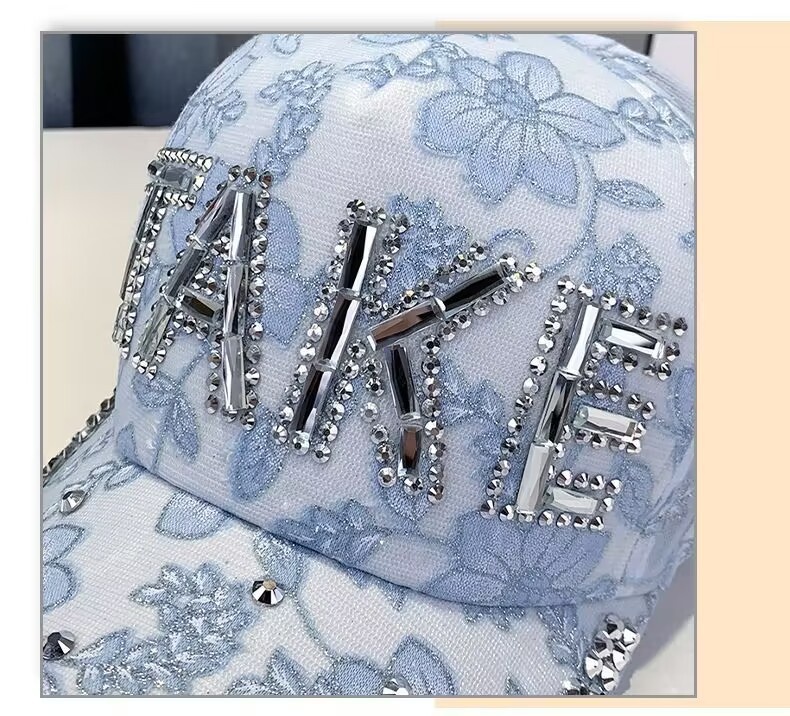 Rhinestone Baseball Cap For Women, Slimming Duckbill Sun Hat_voghion.com