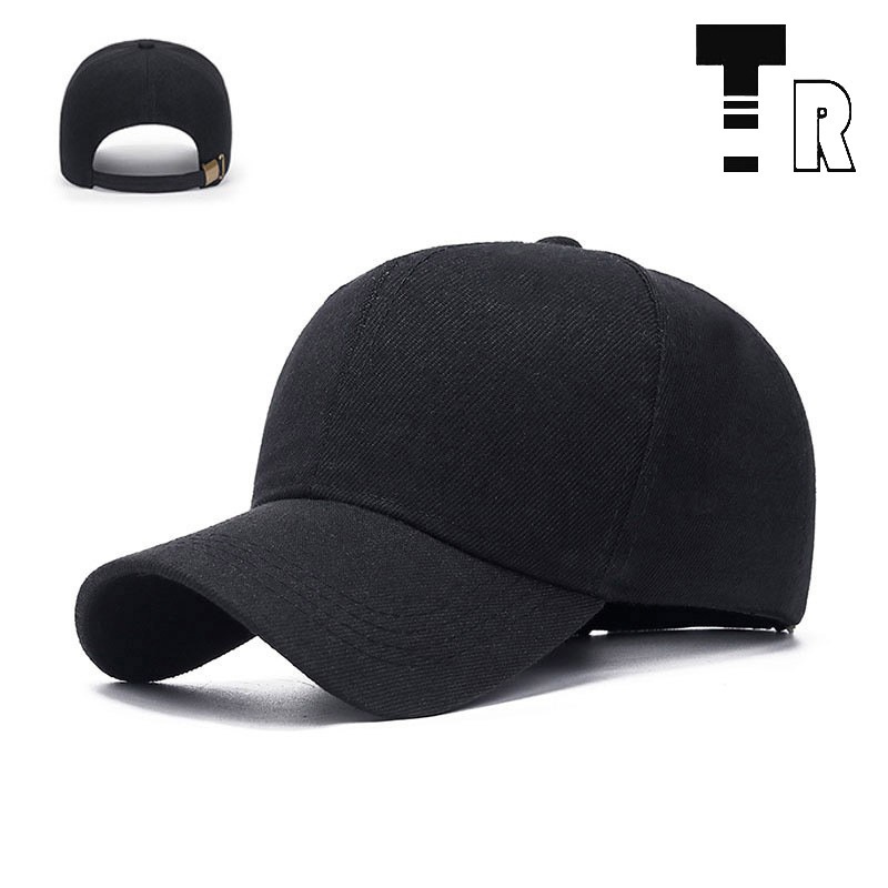 Boné de beisebol liso com alça ajustável para cabeças grandes, proteção solar, formato que afina o rosto, fecho de pressão._voghion.com