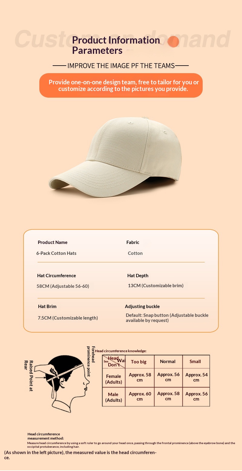 Baseball Cap Personalised With Embroidery Or Print Pure Cotton_voghion.com