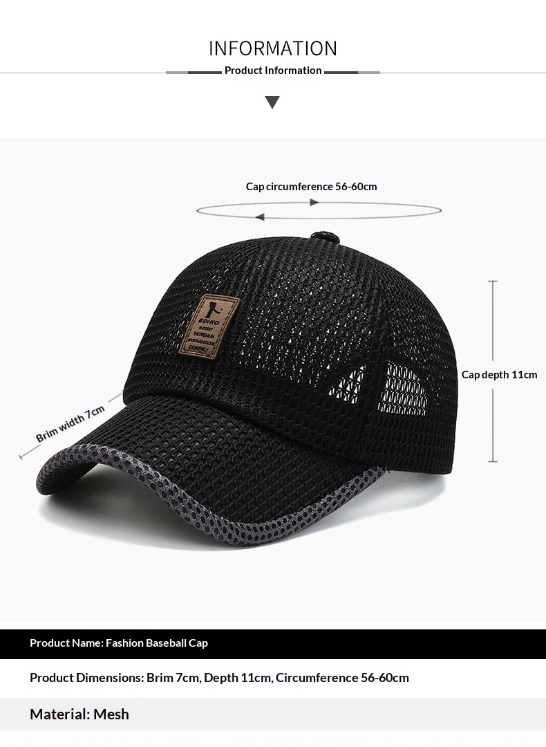 Atmungsaktive Mesh Baseballcap Für Outdoor Und Sonnenschutz_voghion.com