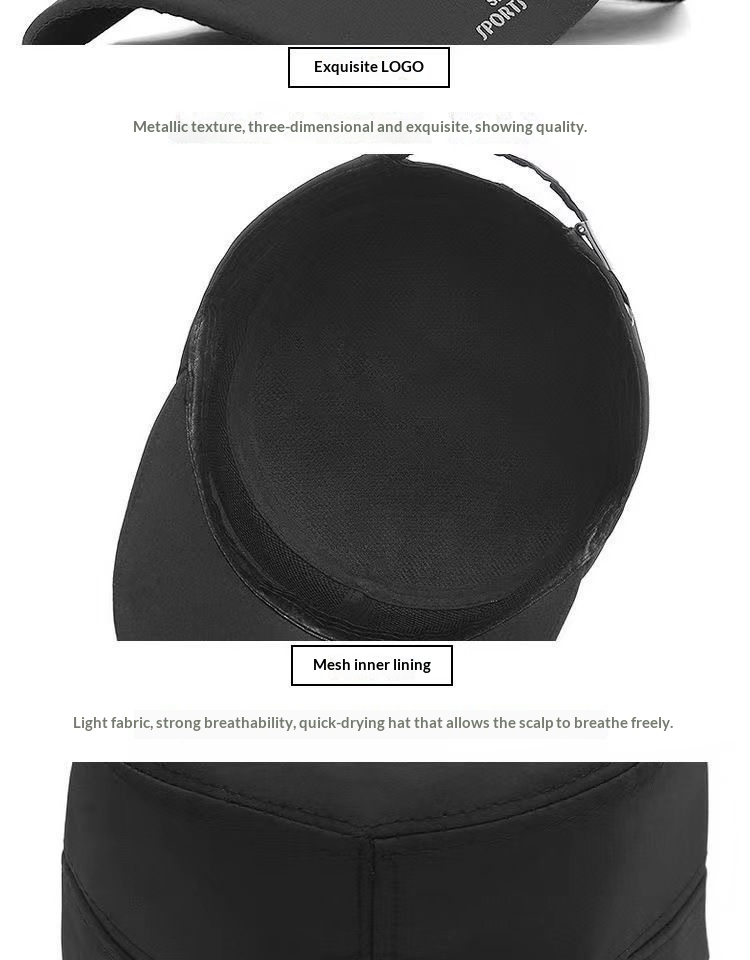 Cappello da baseball da uomo, casual, con parasole, a asciugatura rapida, con parte superiore piatta, per esterni, per mezza età, primavera ed estate_voghion.com