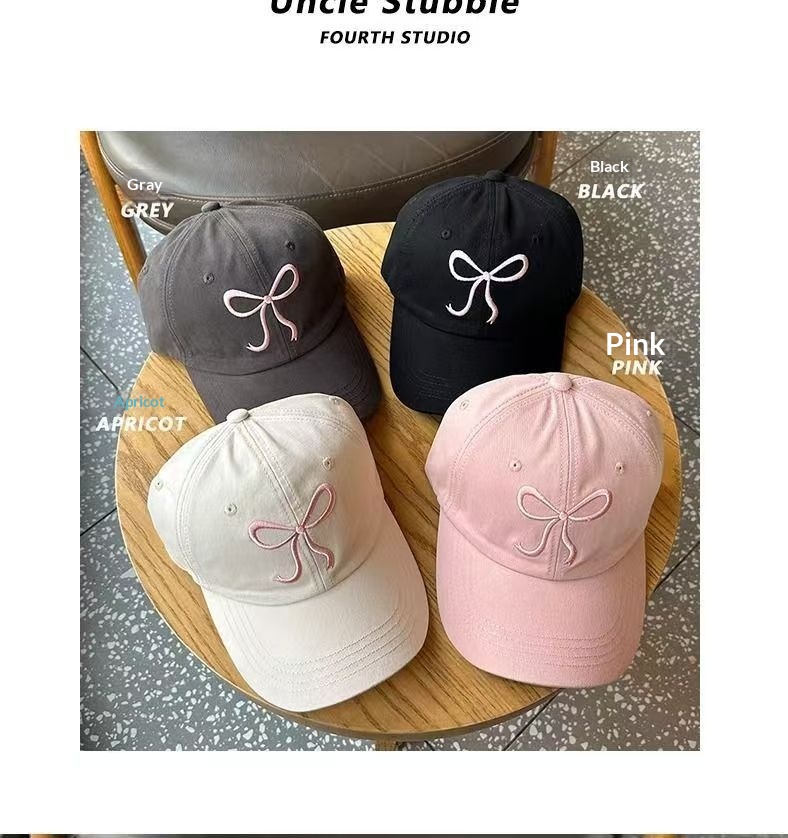Bestickte Baseballcap Mit Schleife Für Mädchen Rosa Süß_voghion.com