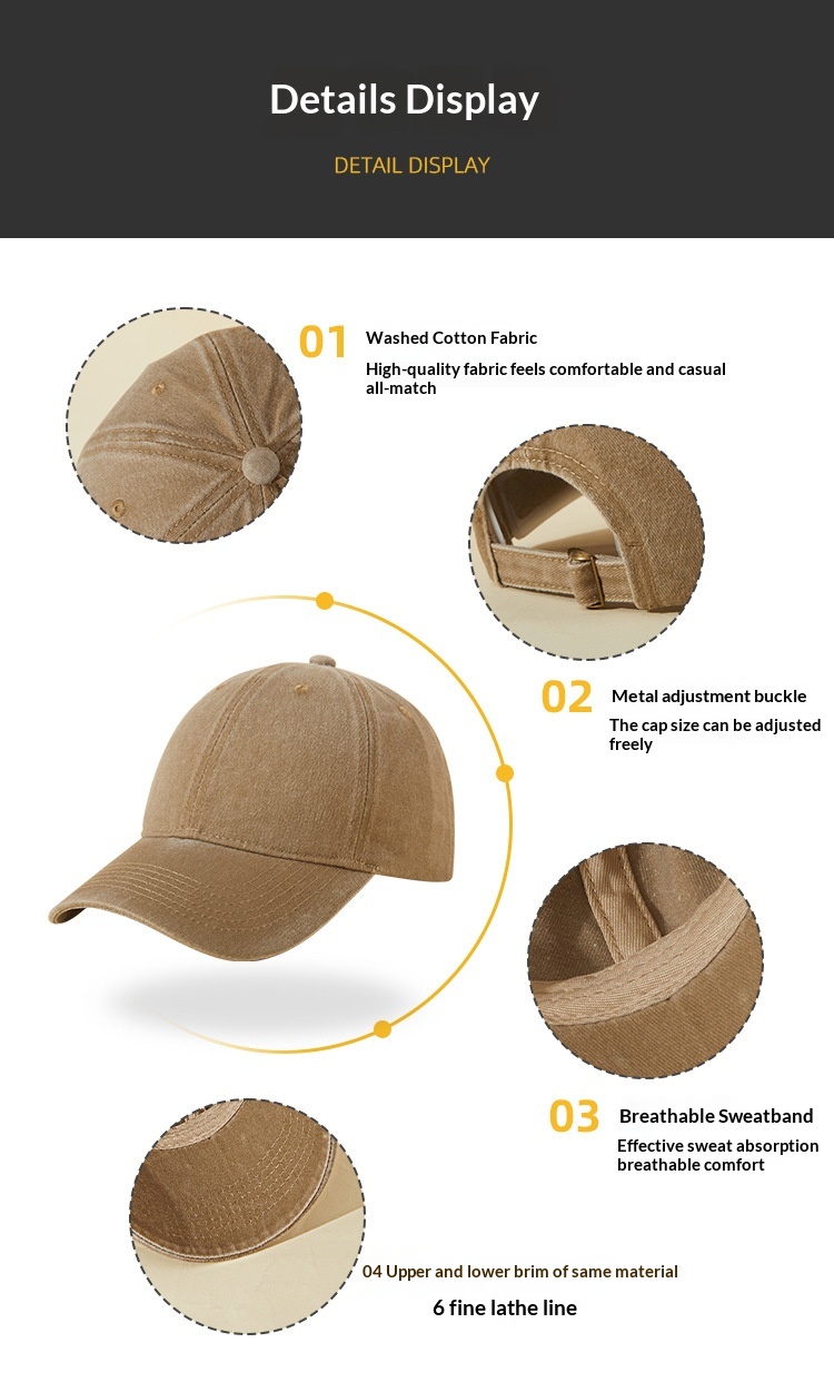 Embroidered Distressed Washed Denim Baseball Cap For Daily Wear_voghion.com