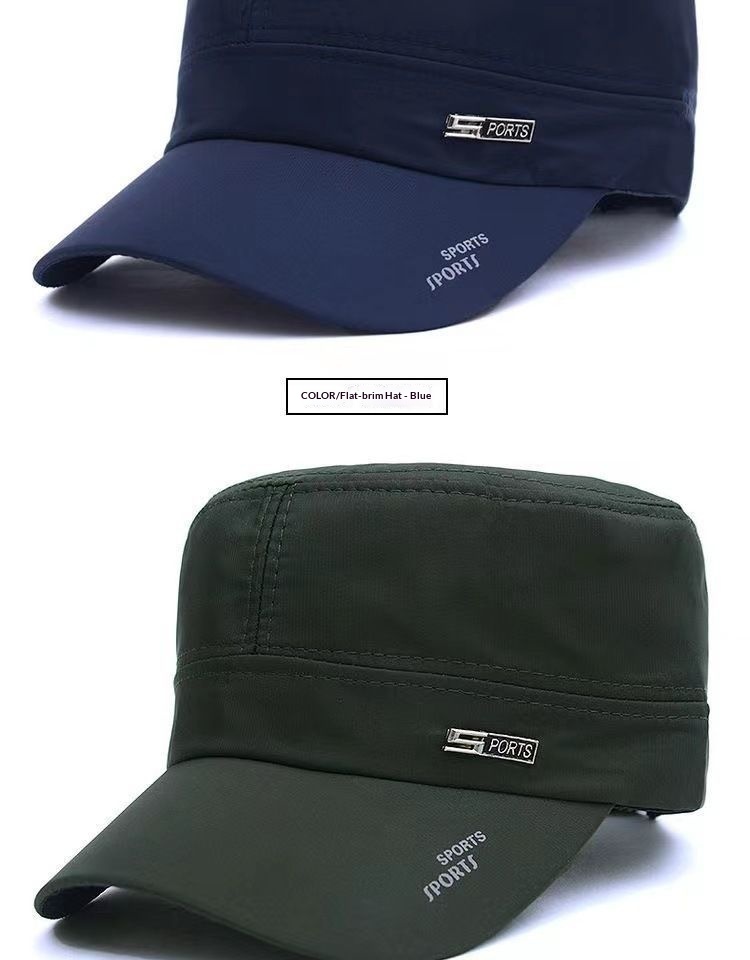 Cappello da baseball da uomo, casual, con parasole, a asciugatura rapida, con parte superiore piatta, per esterni, per mezza età, primavera ed estate_voghion.com