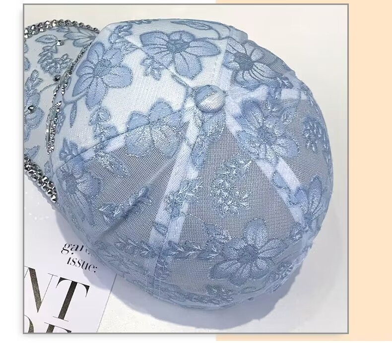 Rhinestone Baseball Cap For Women, Slimming Duckbill Sun Hat_voghion.com