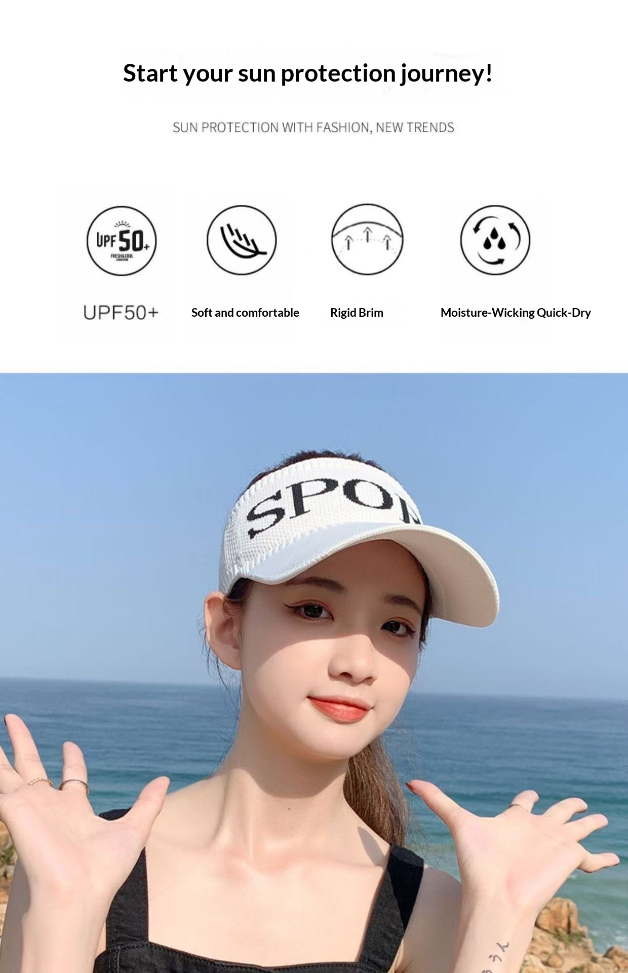 Gorra de béisbol con visera para mujer, estilo coreano, versátil y moderna, con protección solar, informal, para verano y otoño_voghion.com