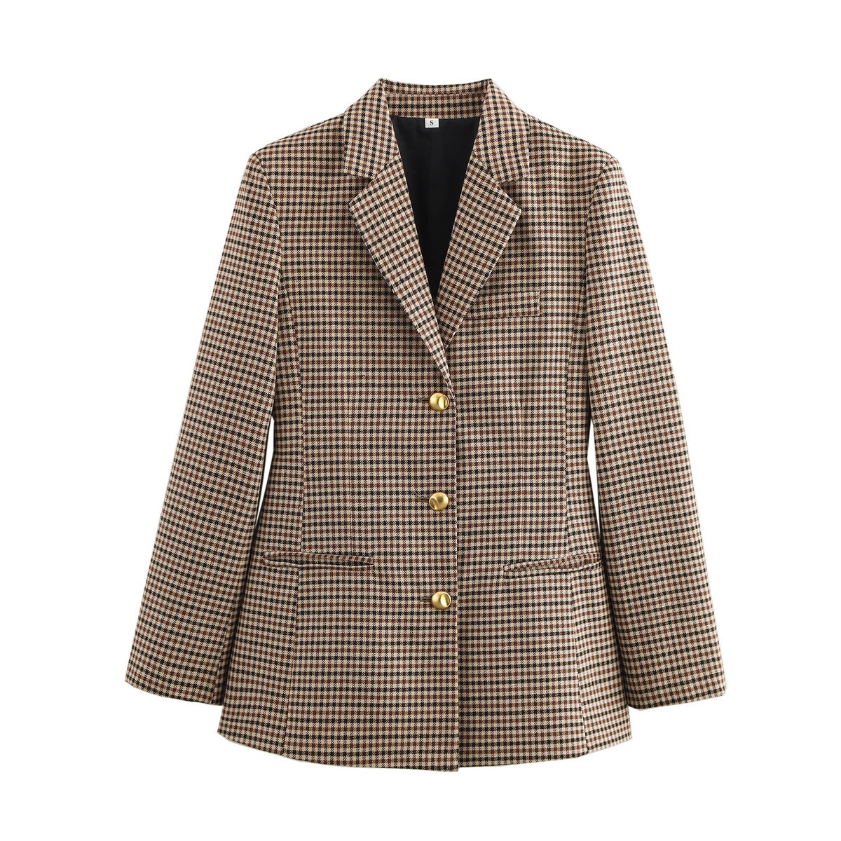 Blazer da donna estivo 2025, modello semplice e versatile a pied de poule, stile francese di nicchia, YY9-9432, vendita all'ingrosso._voghion.com