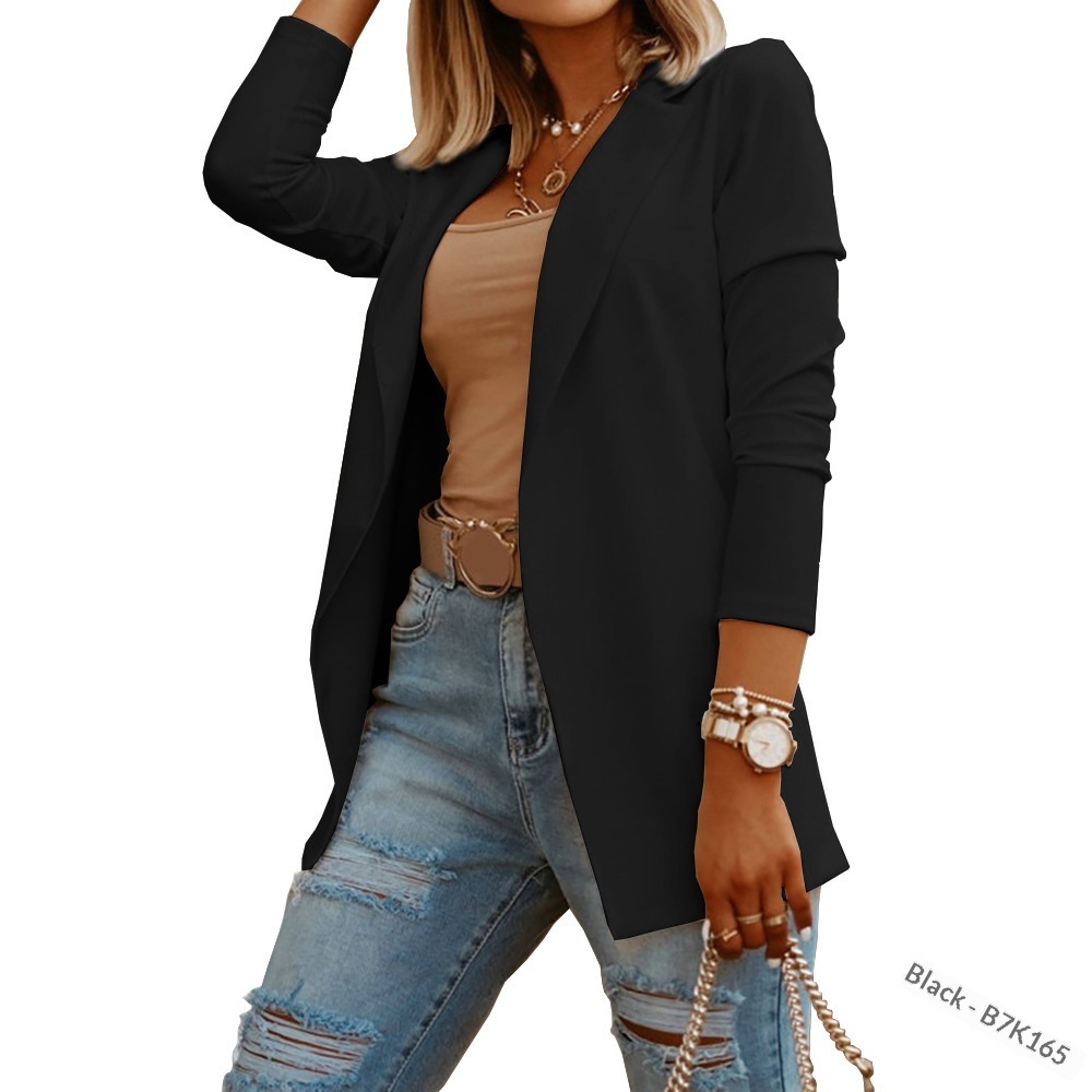 Blazer cardigan da donna a maniche lunghe con revers_voghion.com
