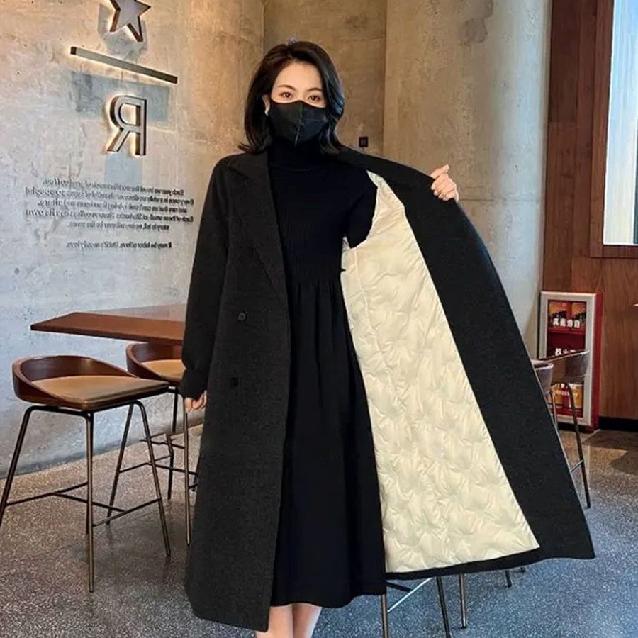 Damen Wollmantel Mit Steppfutter Und Reverskragen Für Den Winter_voghion.com