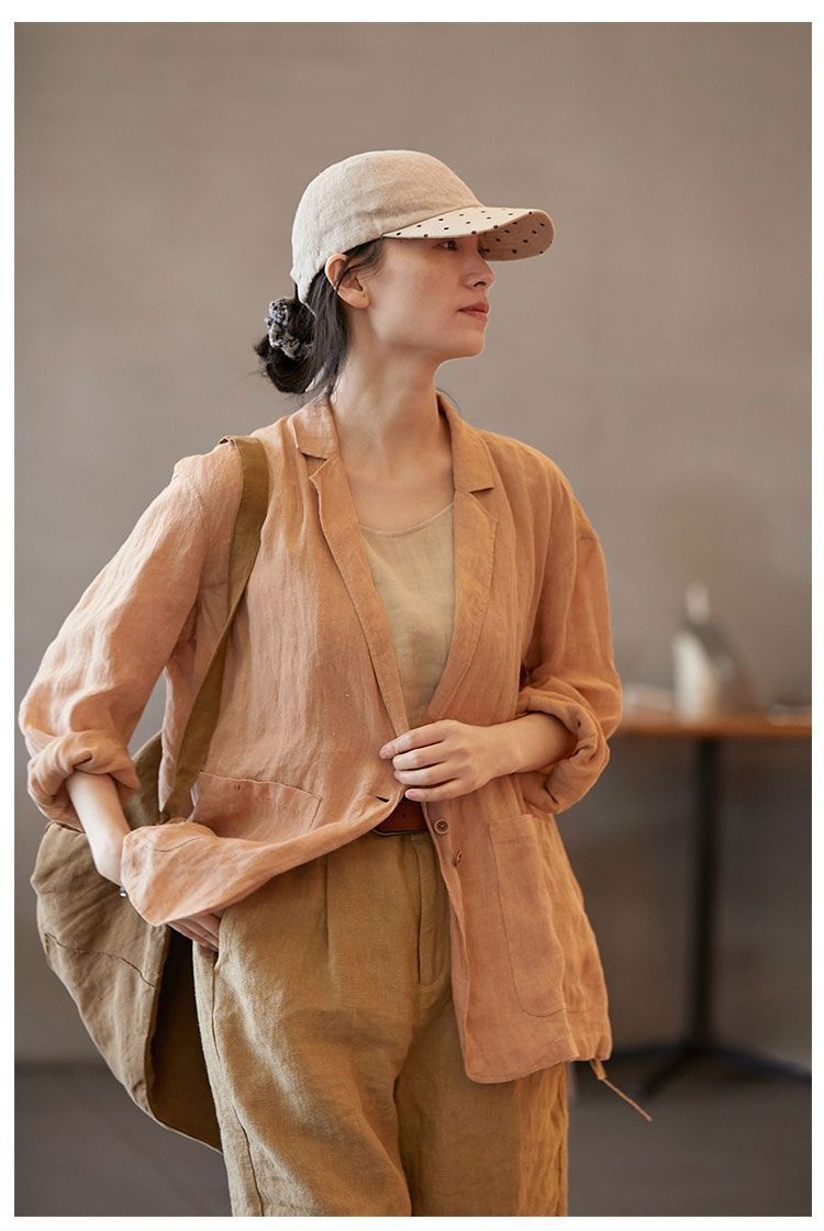 Blazer elegante in lino da donna - giacca estiva raffinata_voghion.com