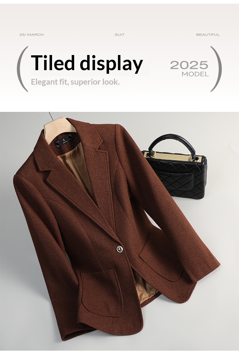 Damen Blazer Grau Elegant Lässig Für Herbst Und Winter_voghion.com