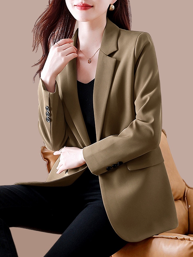 2025 Spring And Autumn New Blazer Jacket, Professional Workwear, Commuting Wo's Suit Top With Back Slit For Petite_voghion.com
