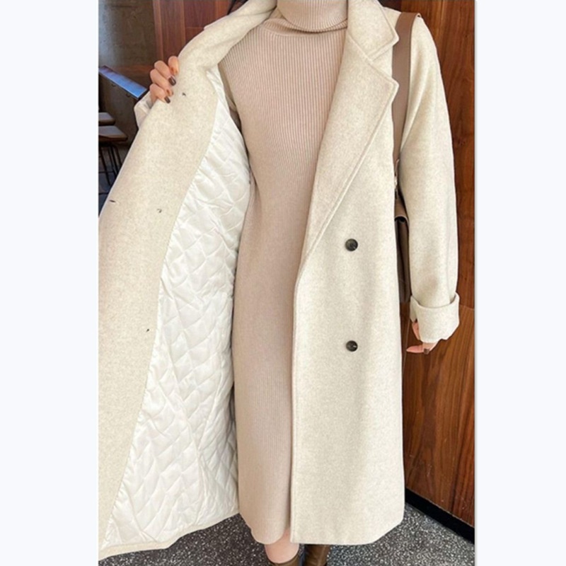 Damen Wollmantel Mit Steppfutter Und Reverskragen Für Den Winter_voghion.com