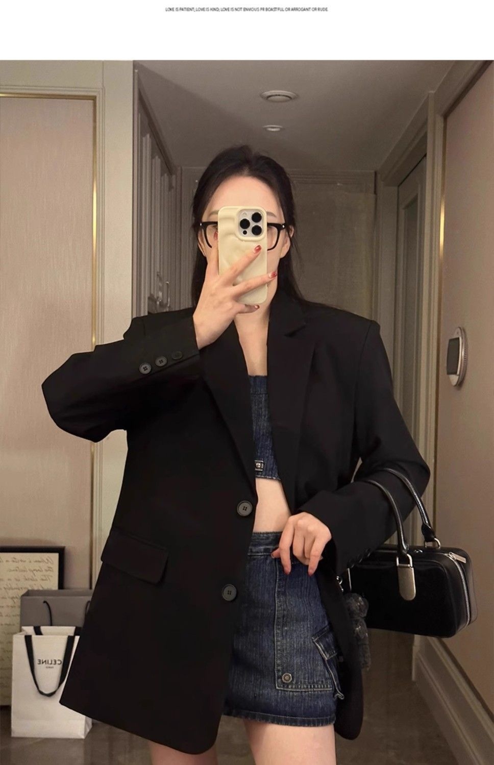 Blazer elegante nero da donna stile coreano primavera autunno_voghion.com