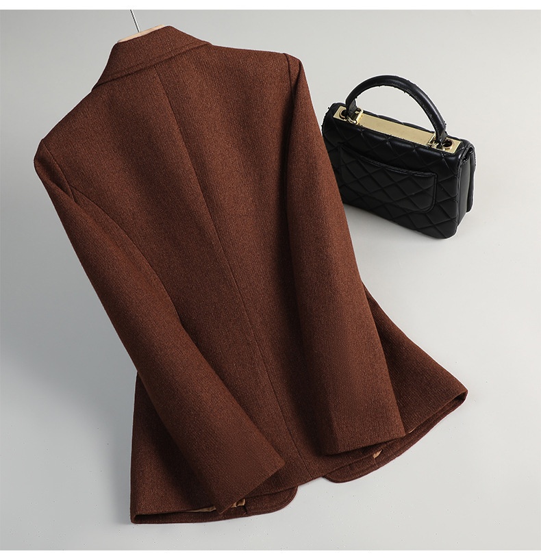 Damen Blazer Grau Elegant Lässig Für Herbst Und Winter_voghion.com