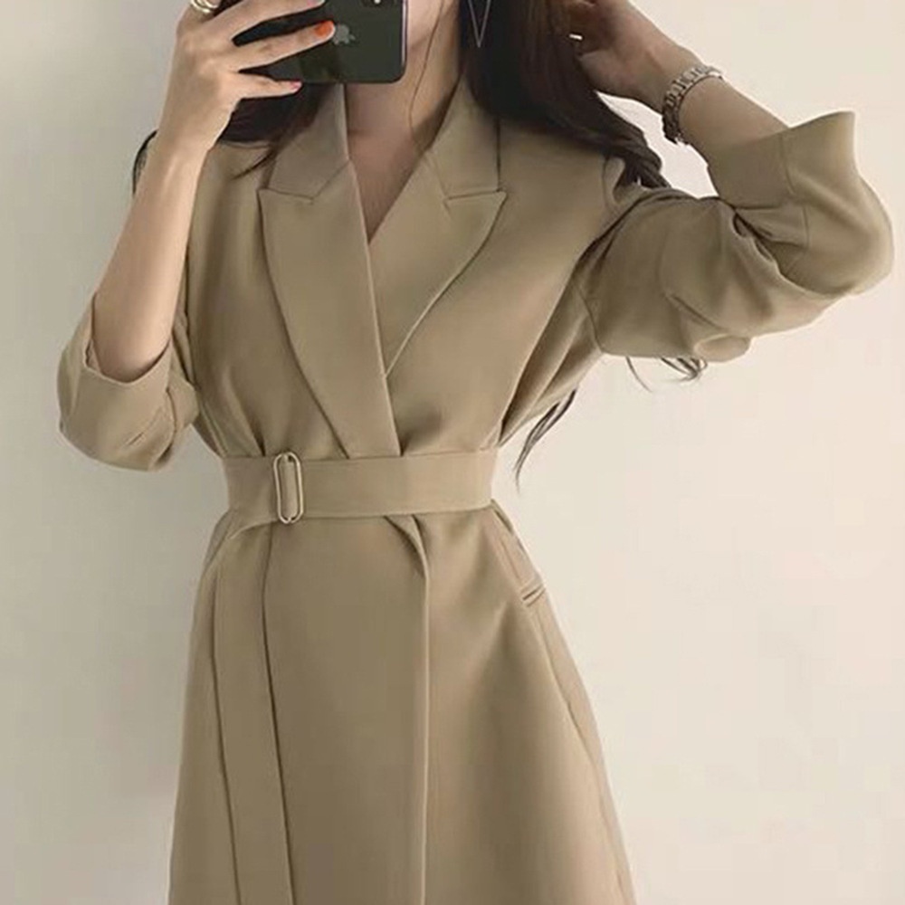 Eleganter Britischer Damen Blazer Mit Schnürung An Der Taille_voghion.com