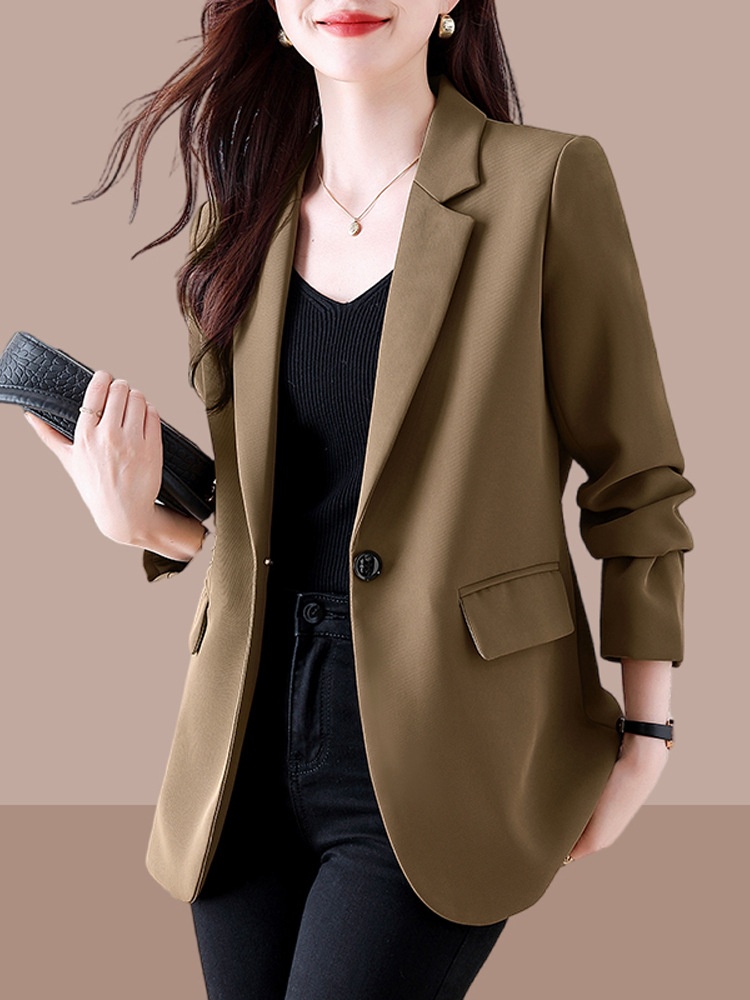 2025 Spring And Autumn New Blazer Jacket, Professional Workwear, Commuting Wo's Suit Top With Back Slit For Petite_voghion.com