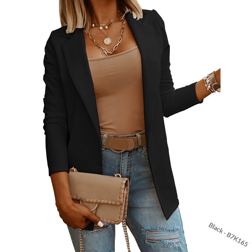 Blazer cardigan da donna a maniche lunghe con revers_voghion.com