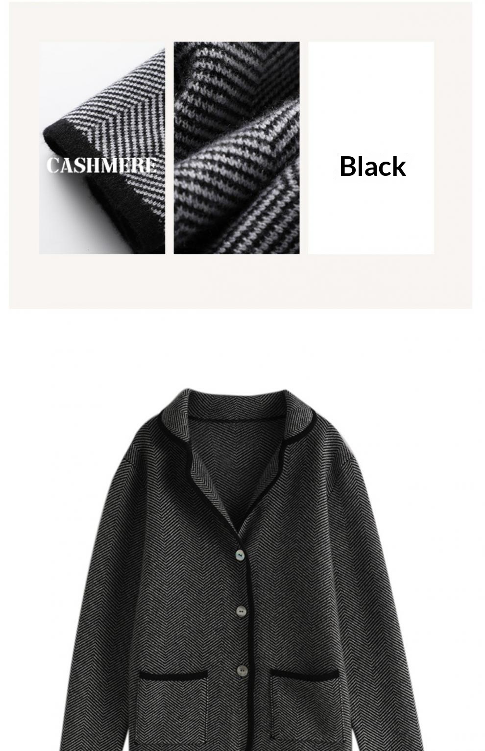 High-end Women's Short Knitted Wool Blazer With Suit Collar_voghion.com