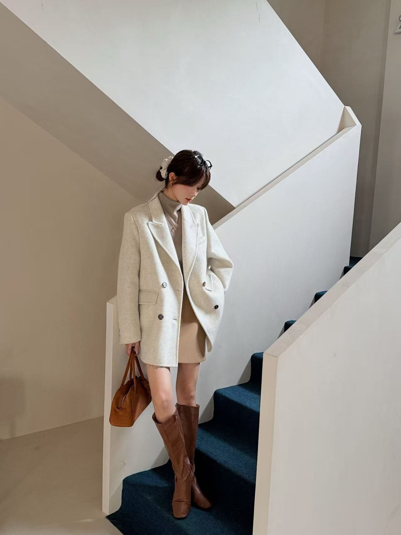 Eleganter Doppelseitiger Wollmantel Mit Revers Für Herbst Winter_voghion.com