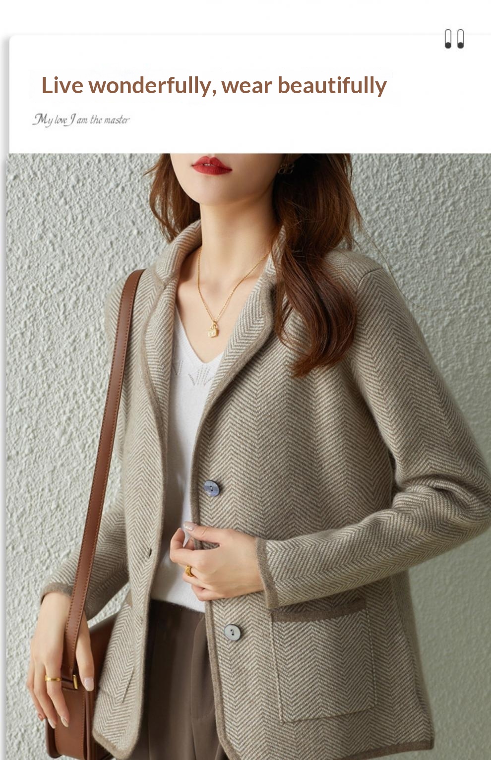 High-end Women's Short Knitted Wool Blazer With Suit Collar_voghion.com