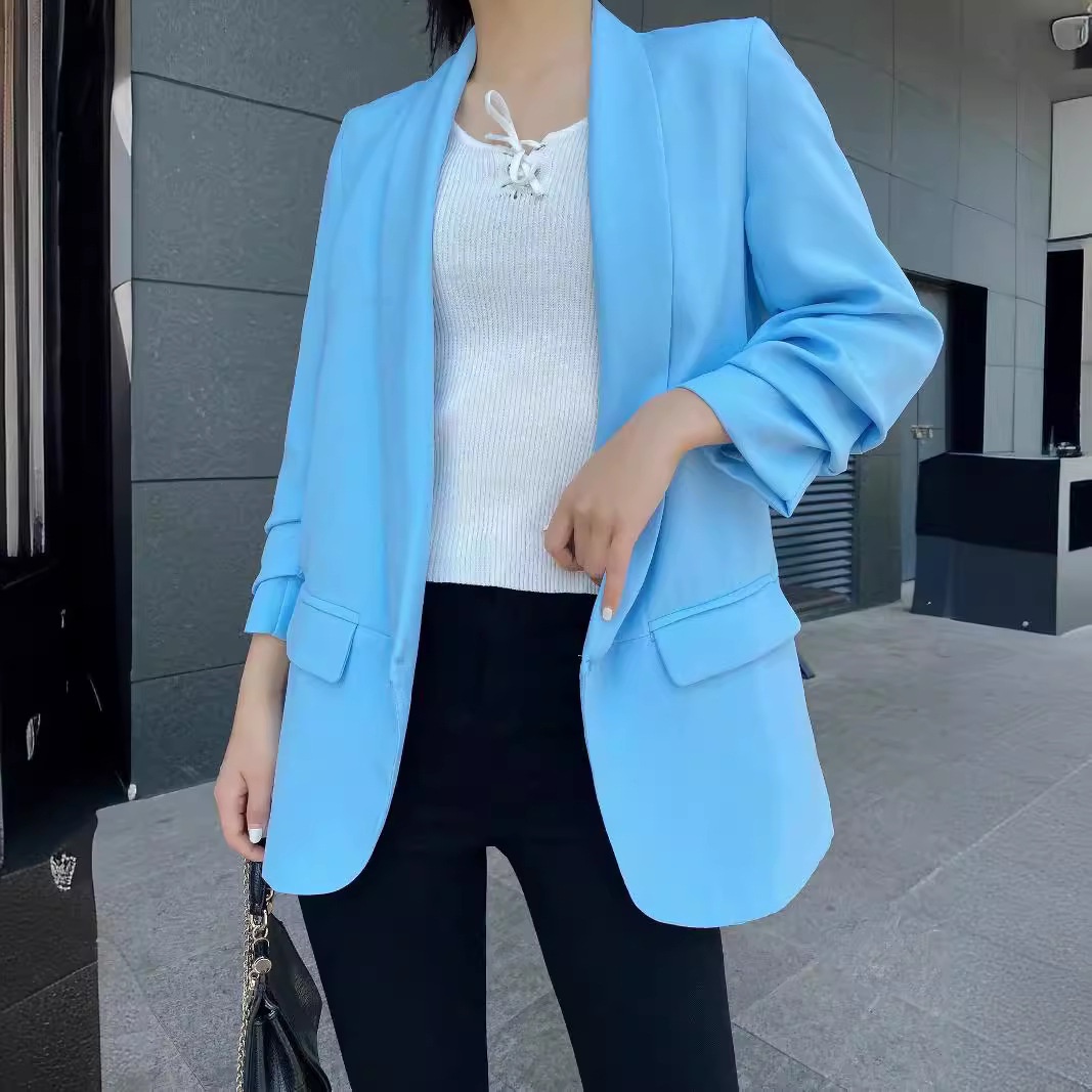 23 Models Of DT-27194 Autumn New Arrivals, European And American Style Pleated Three-quarter Sleeve Solid Color_voghion.com