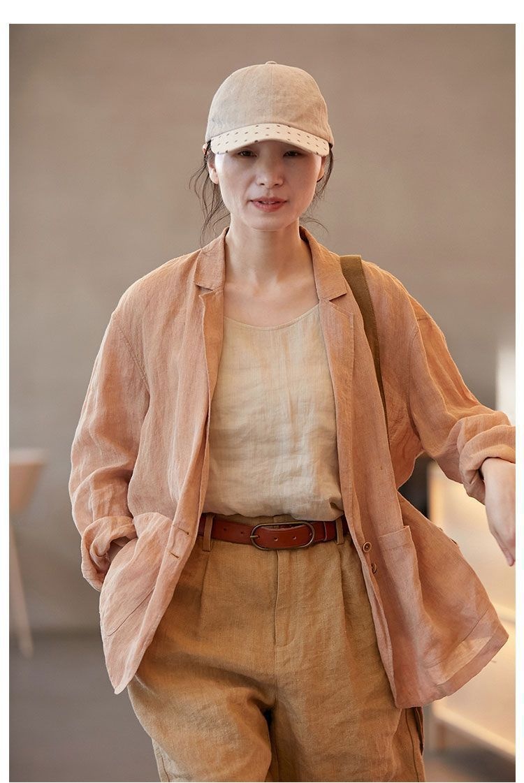 Blazer elegante in lino da donna - giacca estiva raffinata_voghion.com