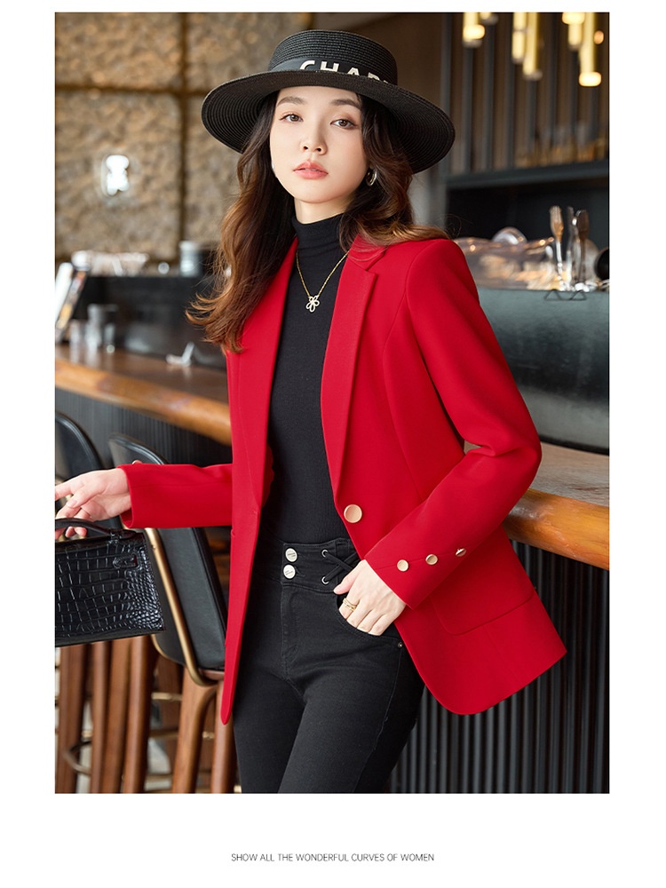 Blazer donna elegante rosso stile coreano giacca modaiola_voghion.com