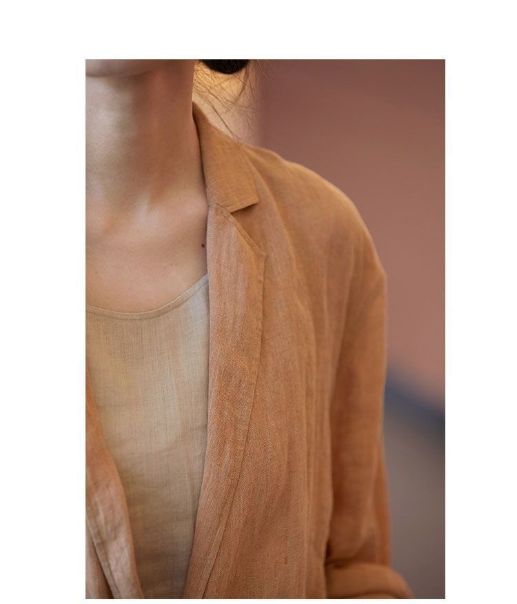 Blazer elegante in lino da donna - giacca estiva raffinata_voghion.com