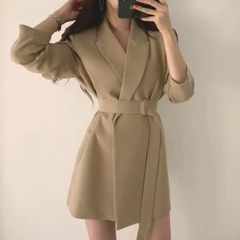 Eleganter Britischer Damen Blazer Mit Schnürung An Der Taille_voghion.com