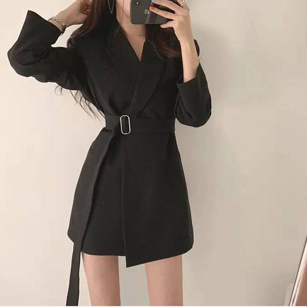 Eleganter Britischer Damen Blazer Mit Schnürung An Der Taille_voghion.com