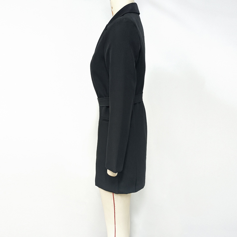 Eleganter Britischer Damen Blazer Mit Schnürung An Der Taille_voghion.com